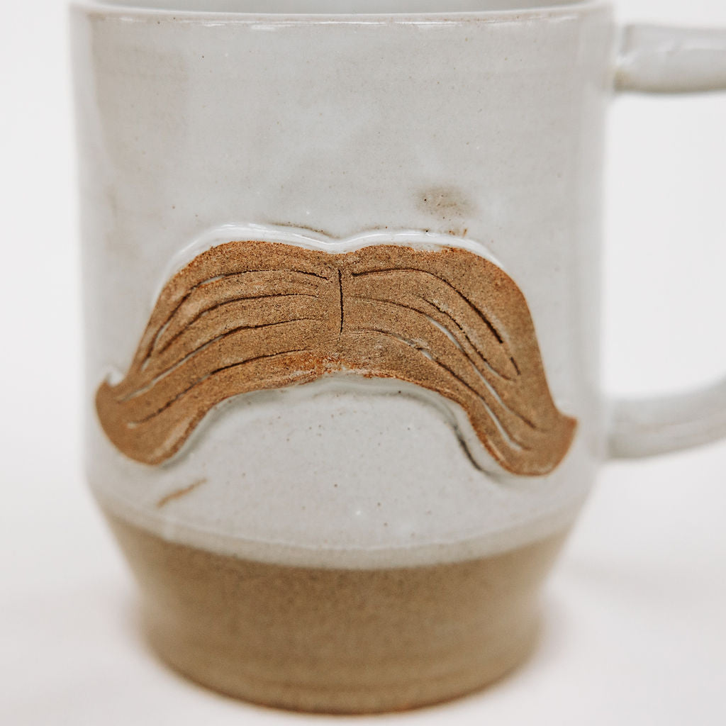 Moustache Pottery Mug 12 oz